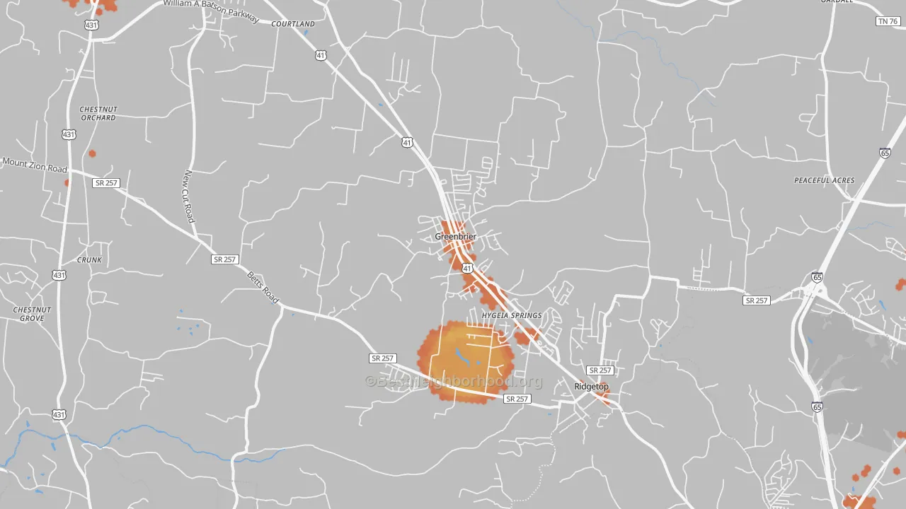 Bike Grade map of 37073, TN
