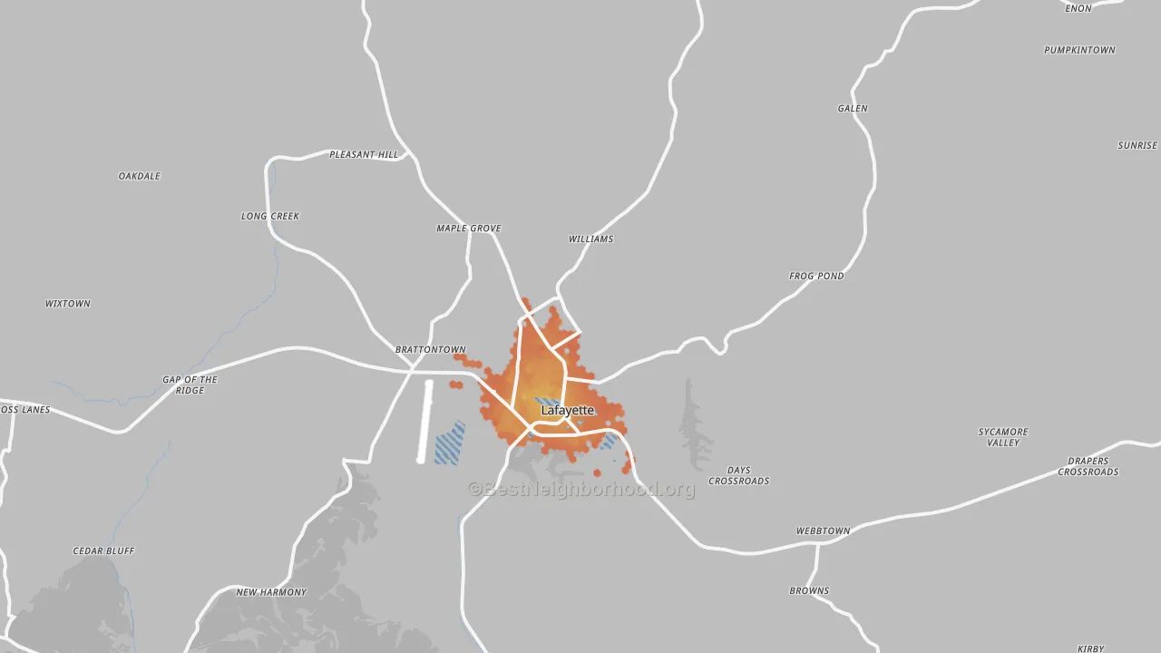 Bike Grade map of 37083, TN