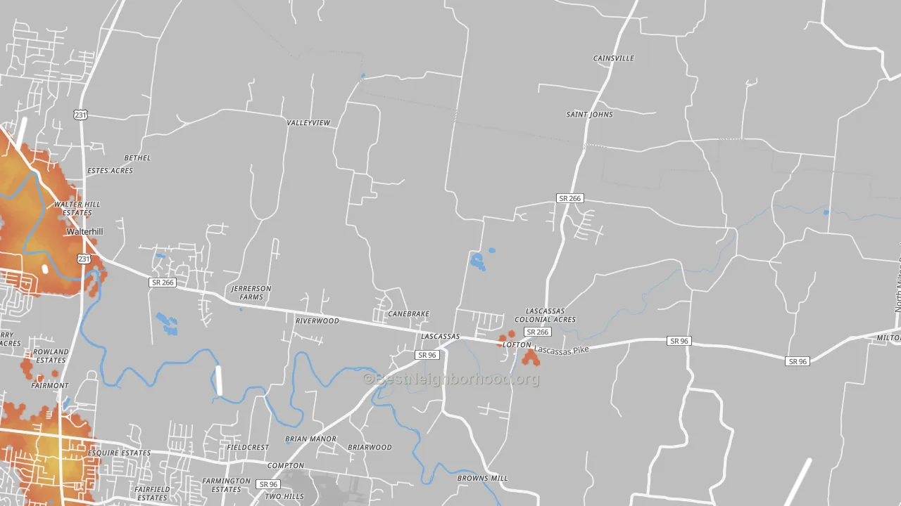 Bike Grade map of 37085, TN