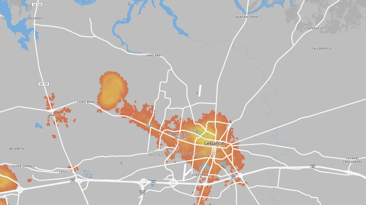 Bike Grade map of 37087, TN
