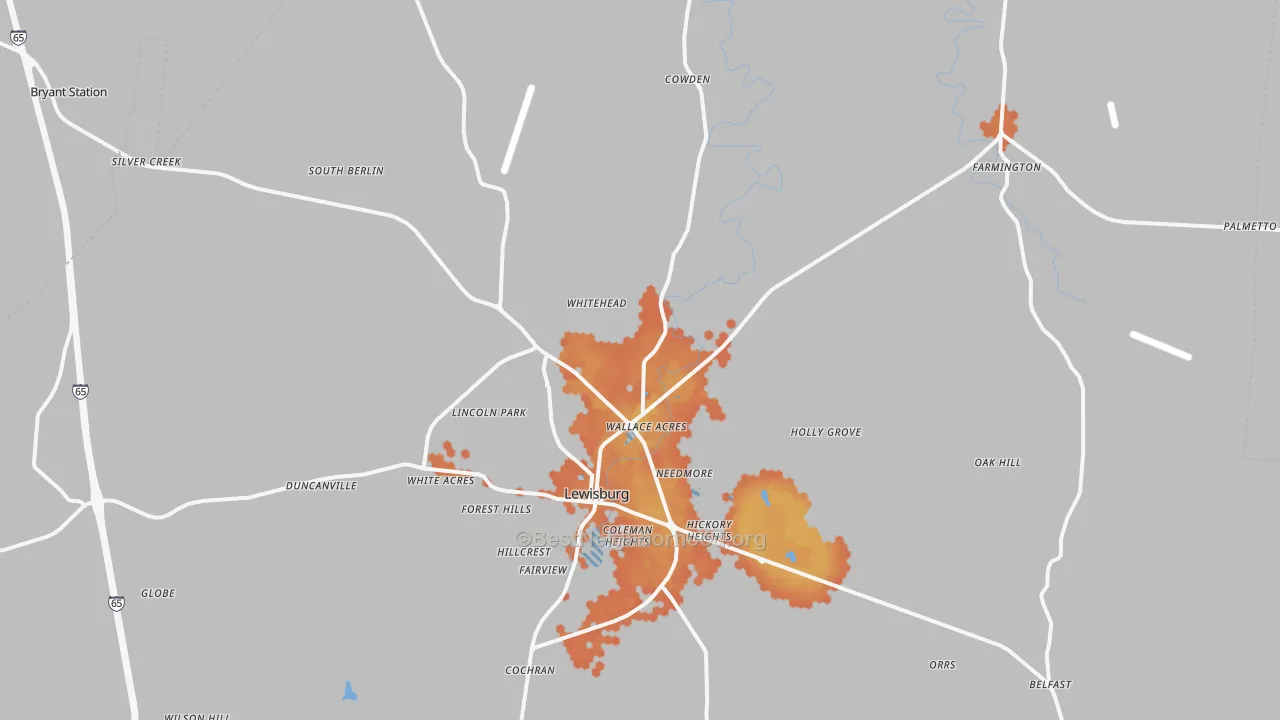 Bike Grade map of 37091, TN