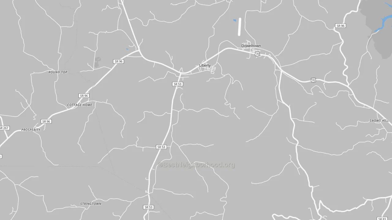 Bike Grade map of 37095, TN