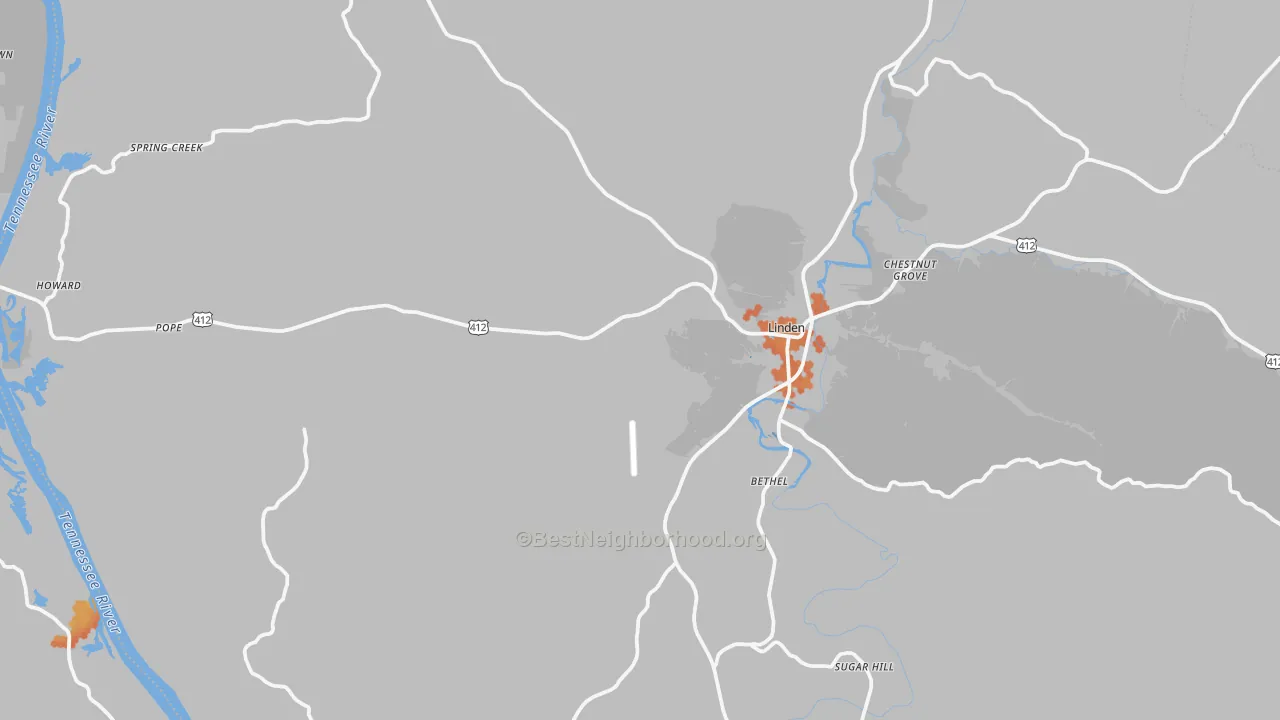 Bike Grade map of 37096, TN