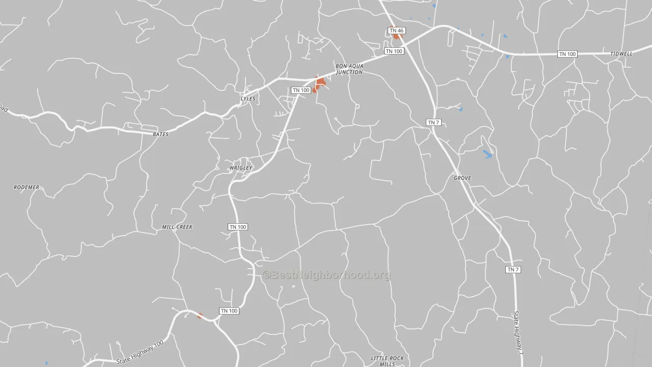 Bike Grade map of 37098, TN