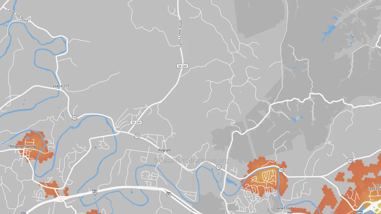 Bike Grade map of 37143, TN