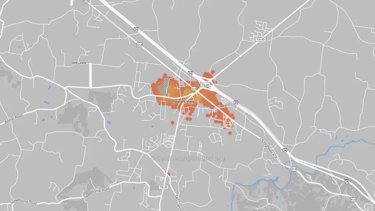 Bike Grade map of 37146, TN