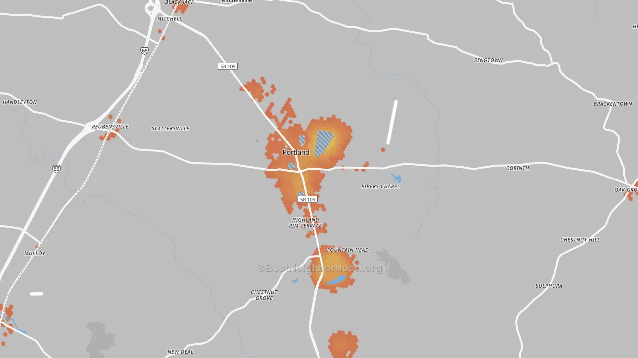 Bike Grade map of 37148, TN