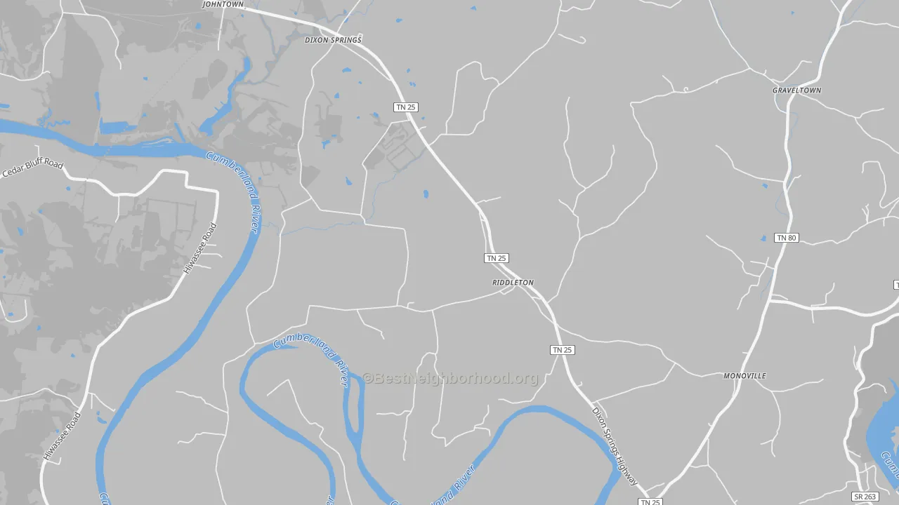 Bike Grade map of 37151, TN