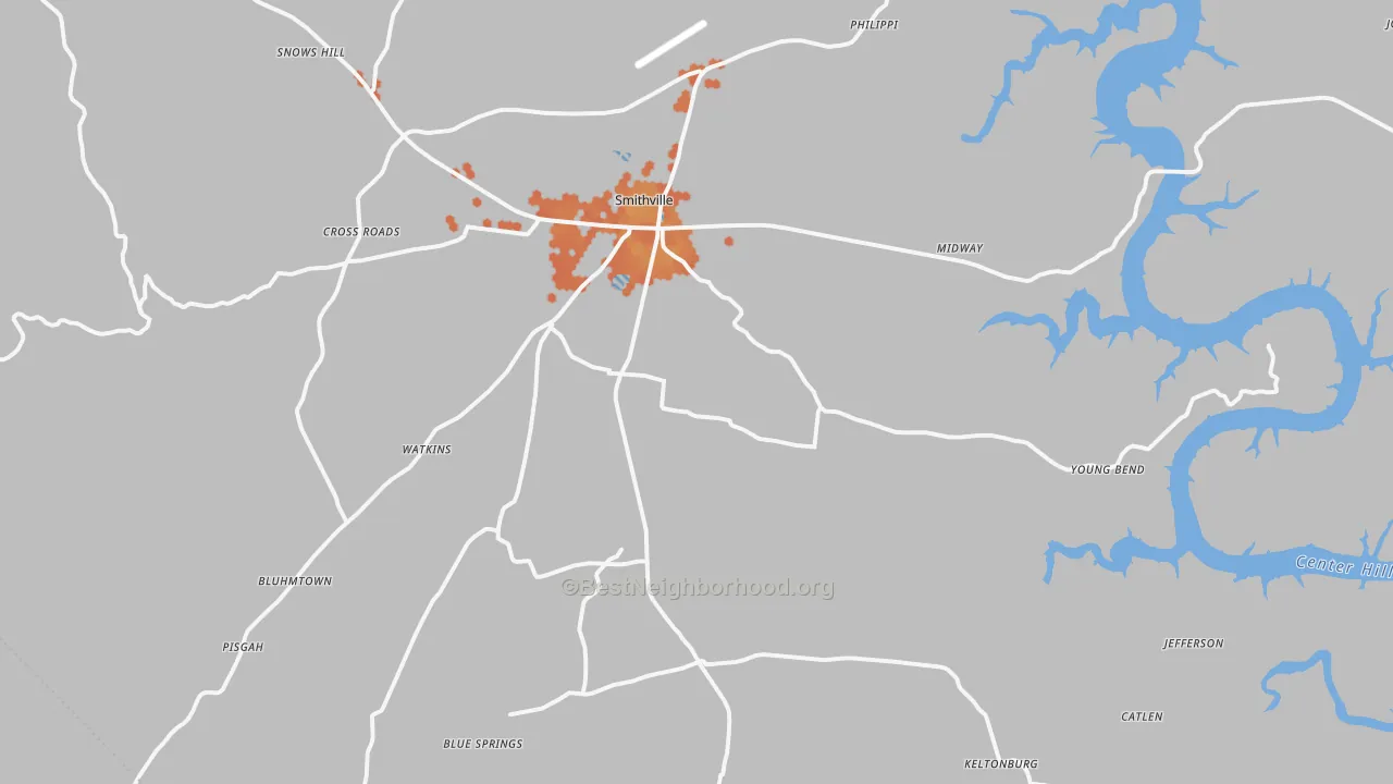 Bike Grade map of 37166, TN