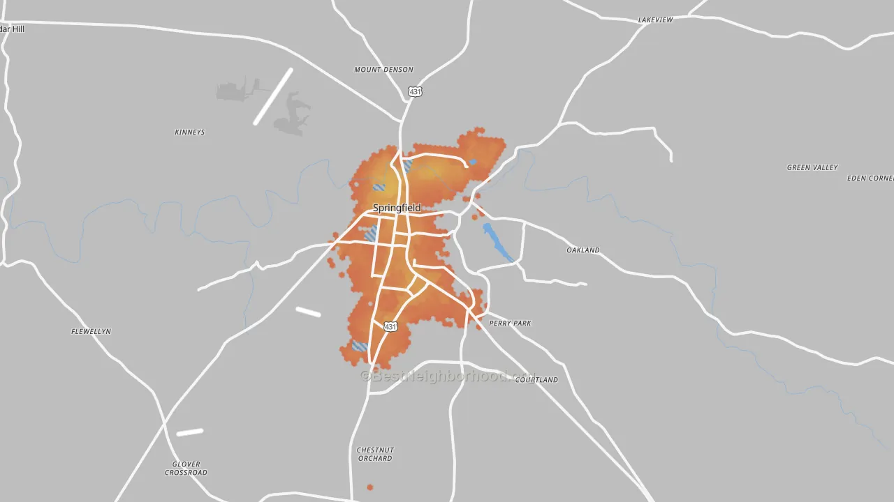 Bike Grade map of 37172, TN