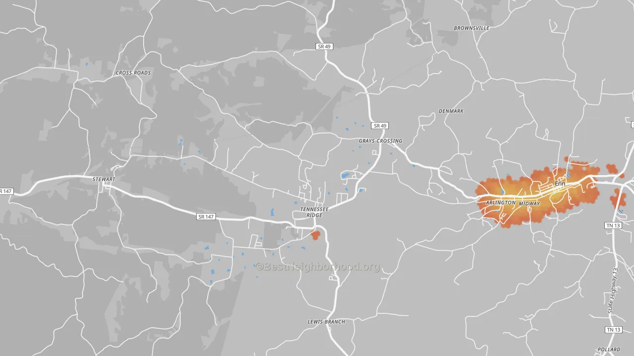 Bike Grade map of 37178, TN