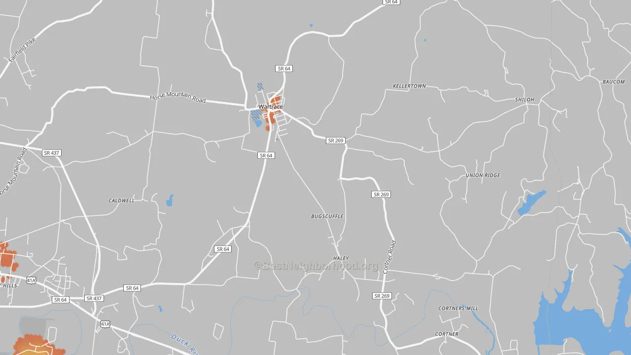 Bike Grade map of 37183, TN