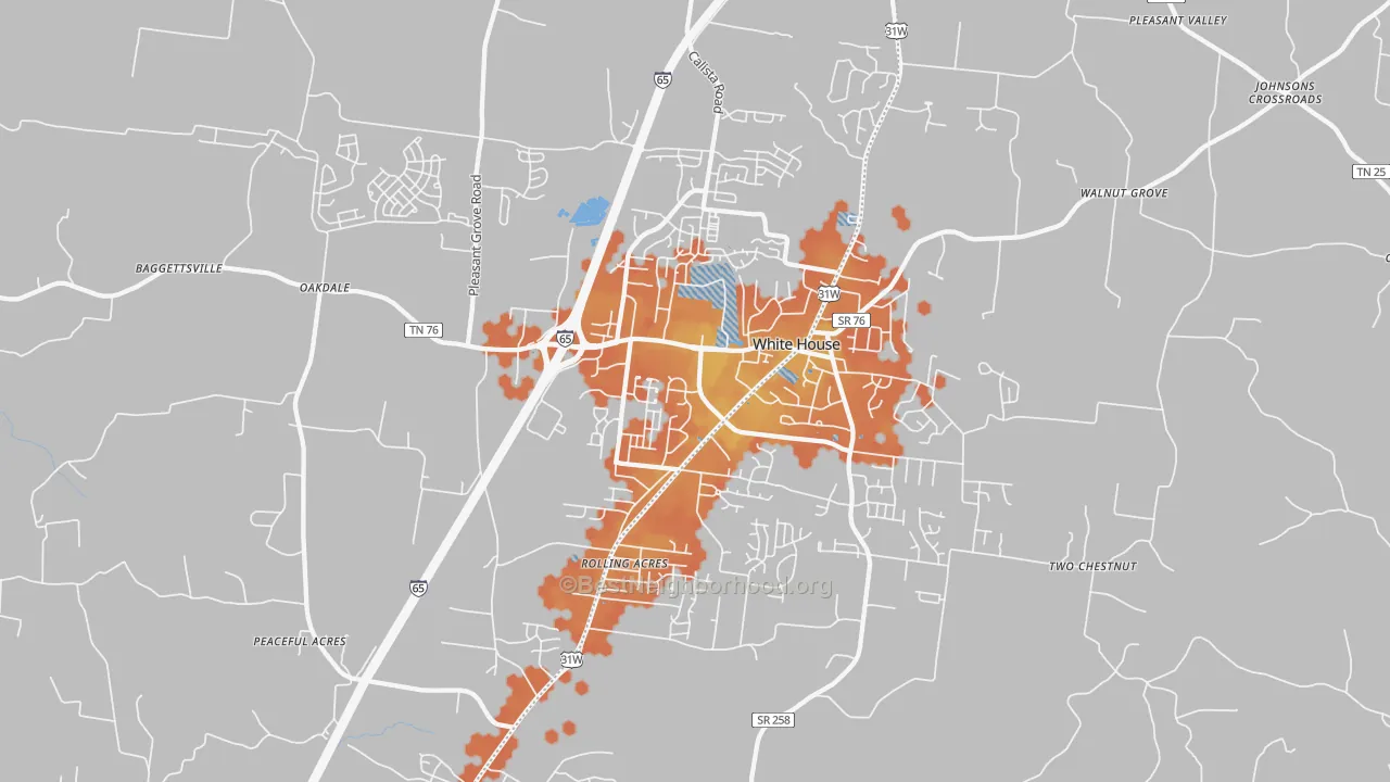 Bike Grade map of 37188, TN