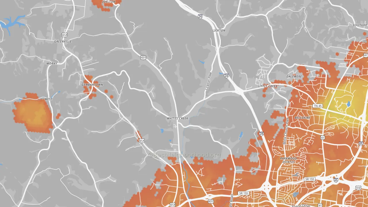 Bike Grade map of 37189, TN