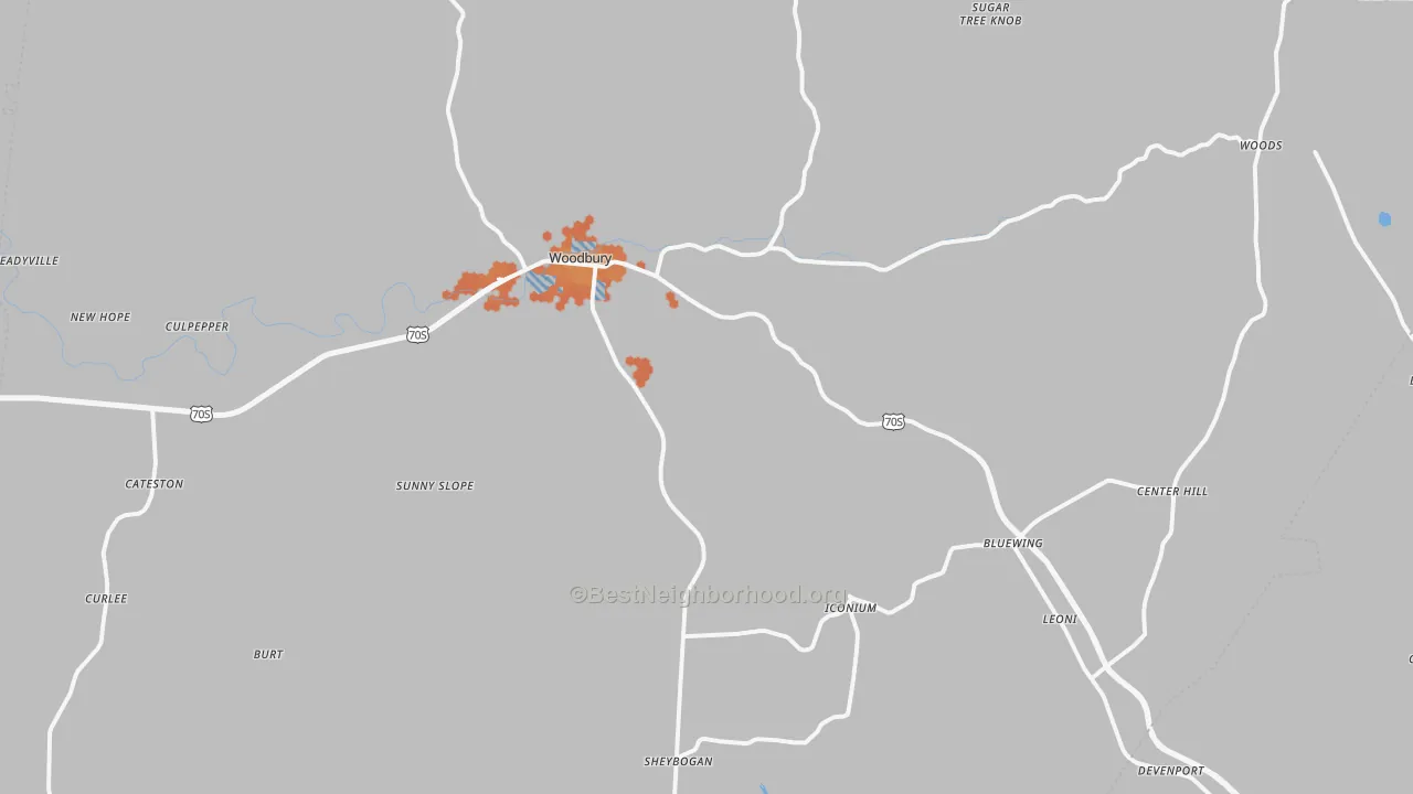 Bike Grade map of 37190, TN