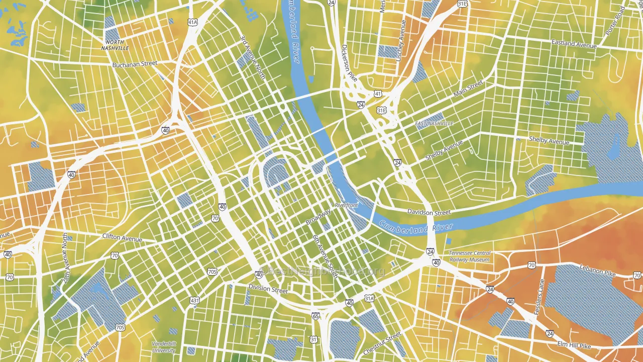 Bike Grade map of 37201, TN