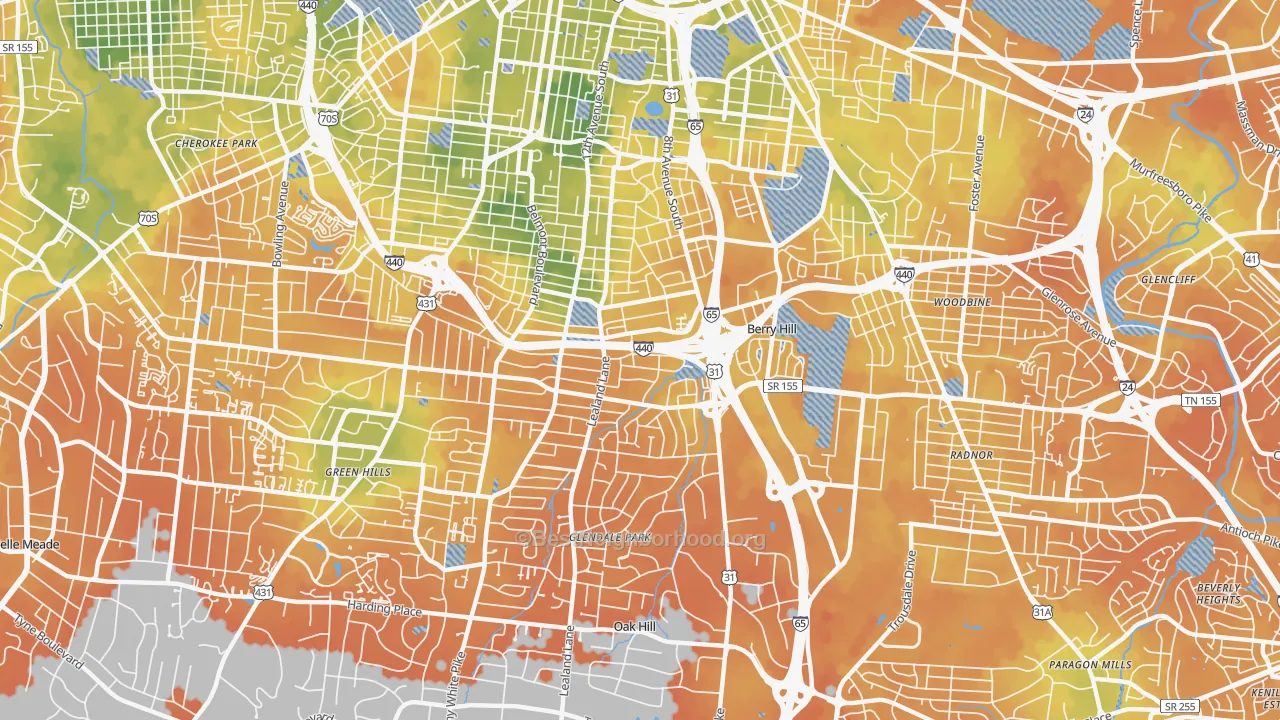 Bike Grade map of 37204, TN