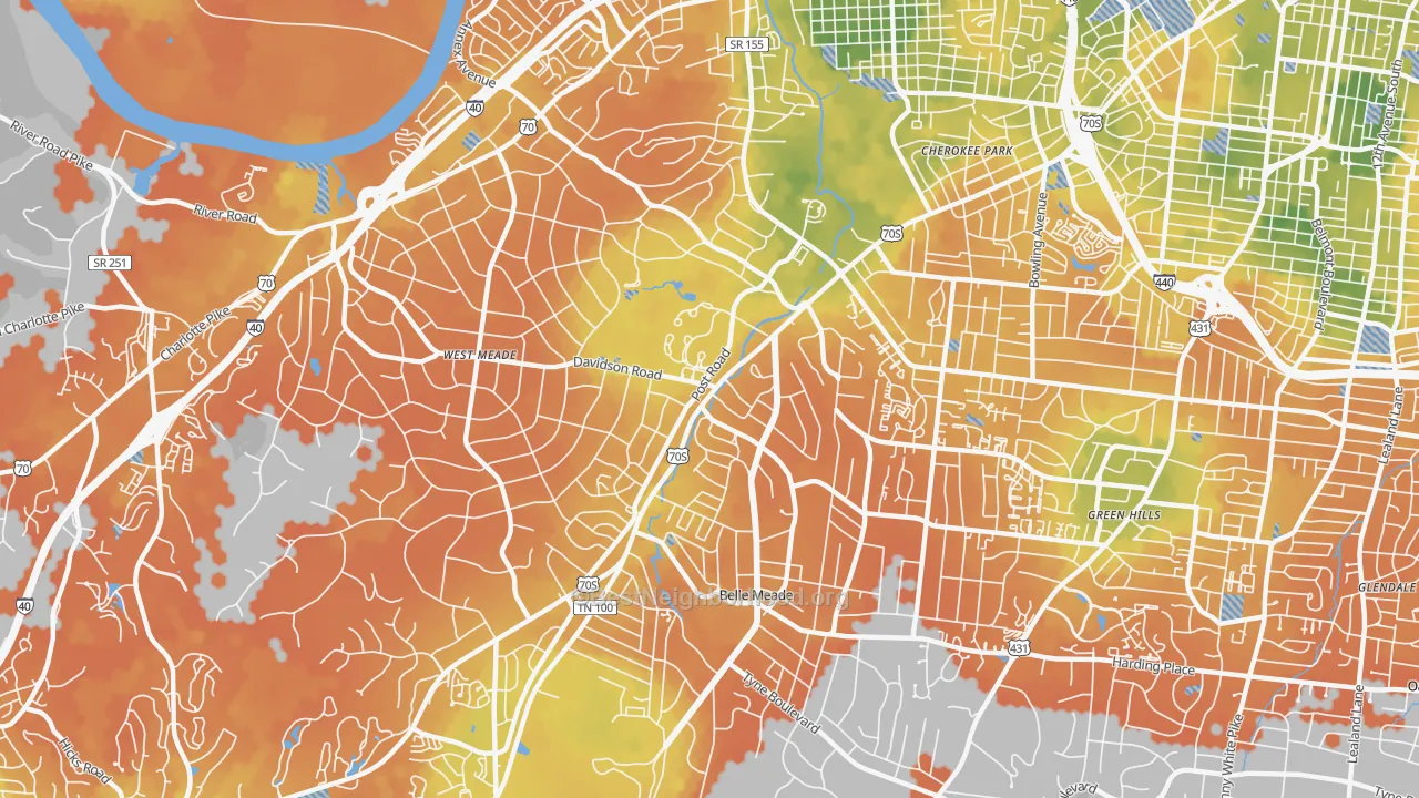 Bike Grade map of 37205, TN