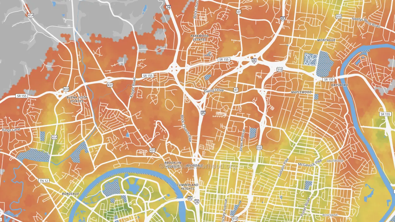 Bike Grade map of 37207, TN