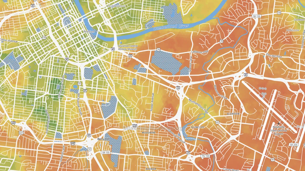 Bike Grade map of 37210, TN