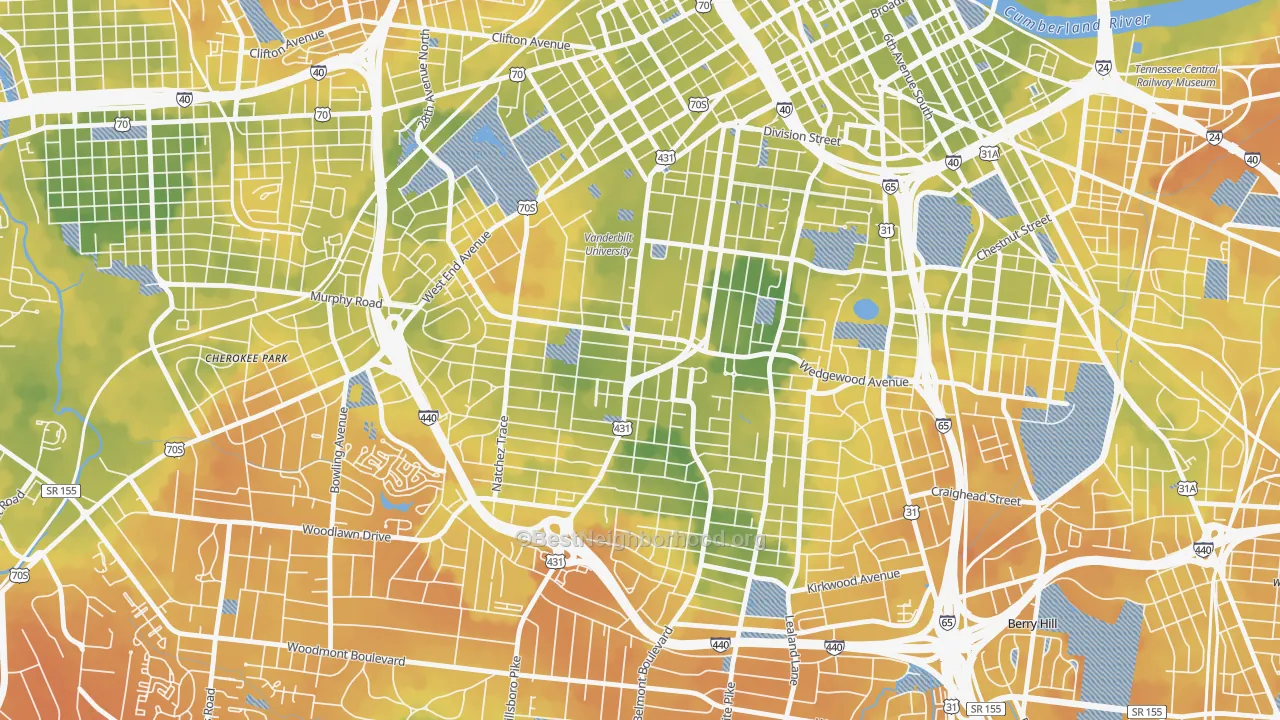 Bike Grade map of 37212, TN