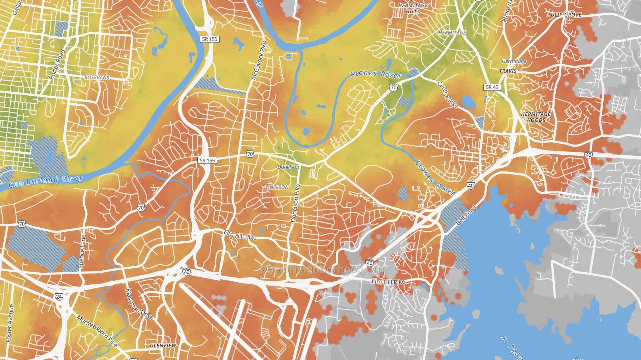 Bike Grade map of 37214, TN