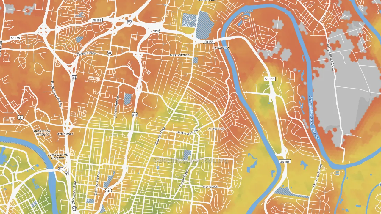 Bike Grade map of 37216, TN