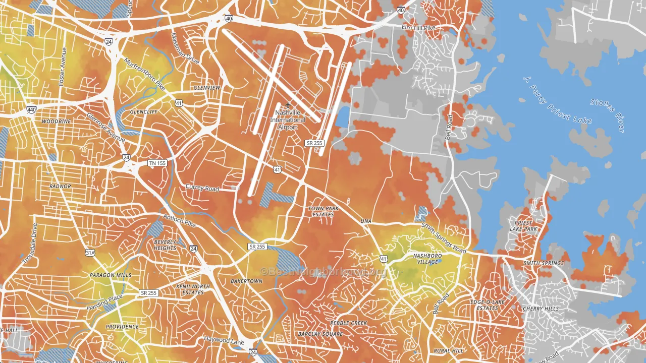 Bike Grade map of 37217, TN