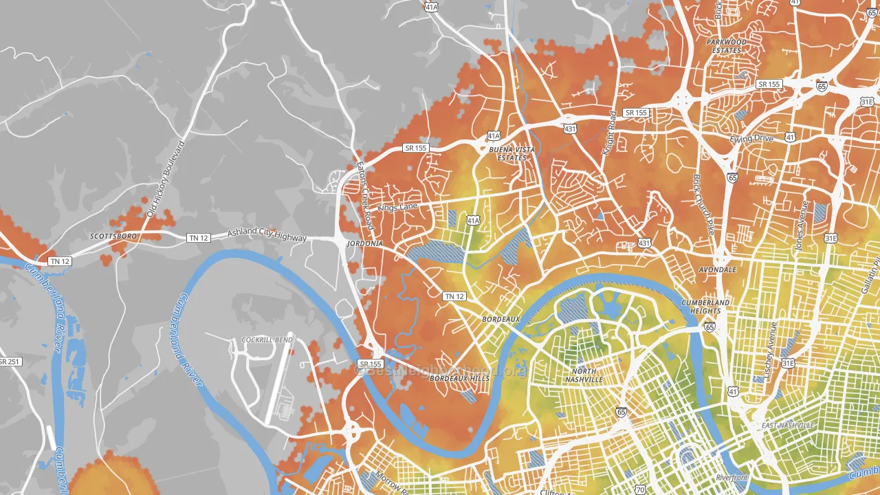 Bike Grade map of 37218, TN