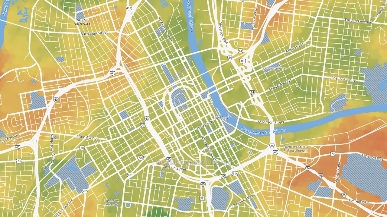 Bike Grade map of 37219, TN