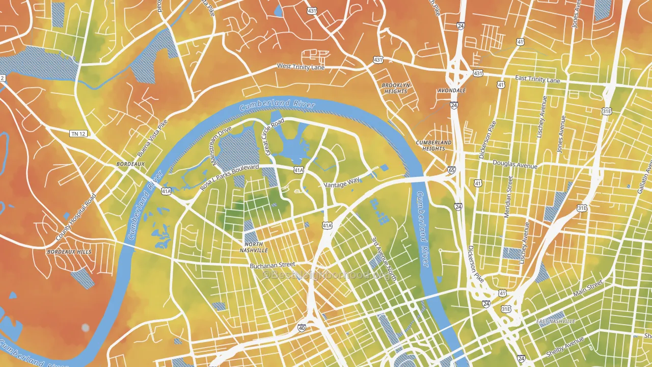 Bike Grade map of 37228, TN