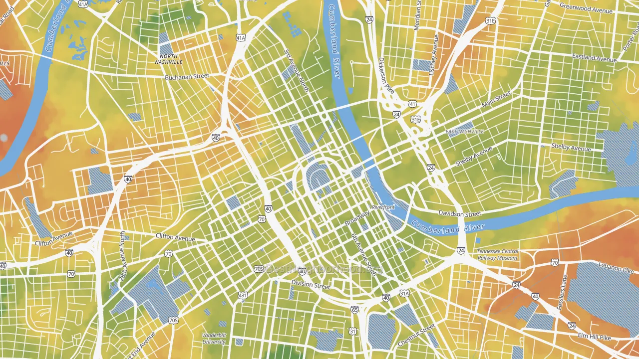 Bike Grade map of 37243, TN