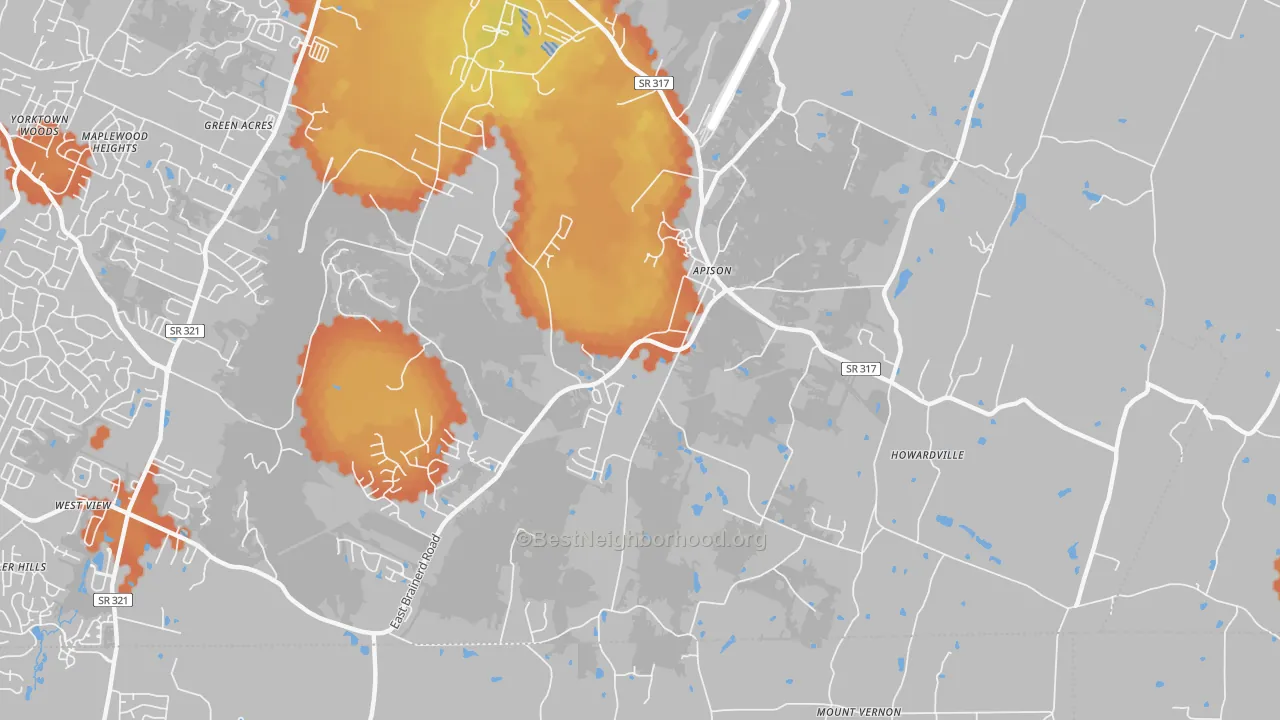 Bike Grade map of 37302, TN