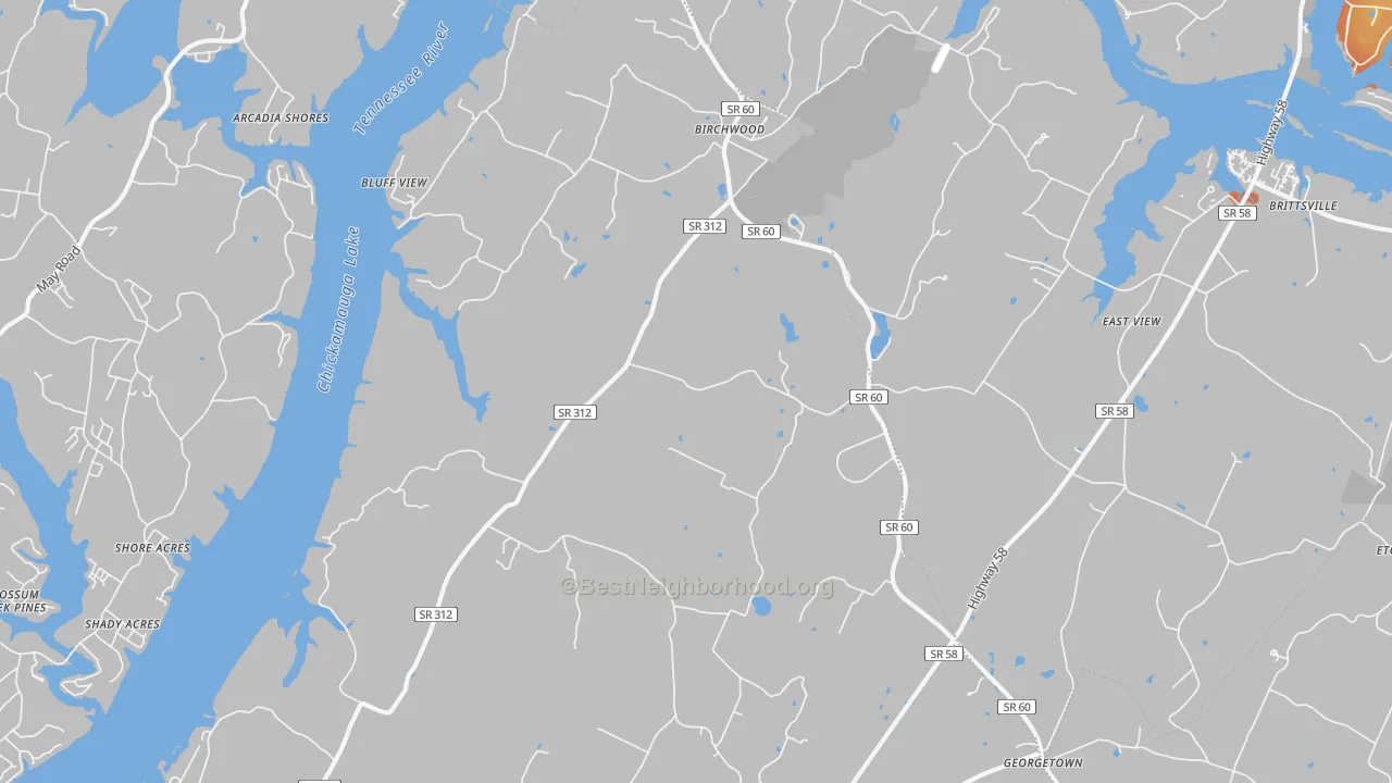 Bike Grade map of 37308, TN