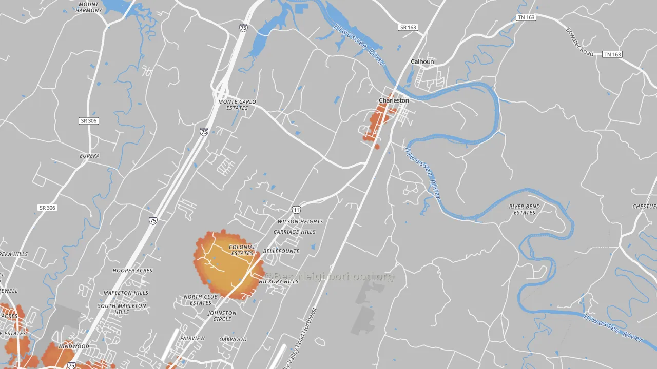 Bike Grade map of 37310, TN