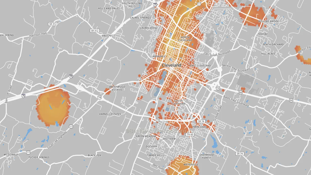 Bike Grade map of 37311, TN