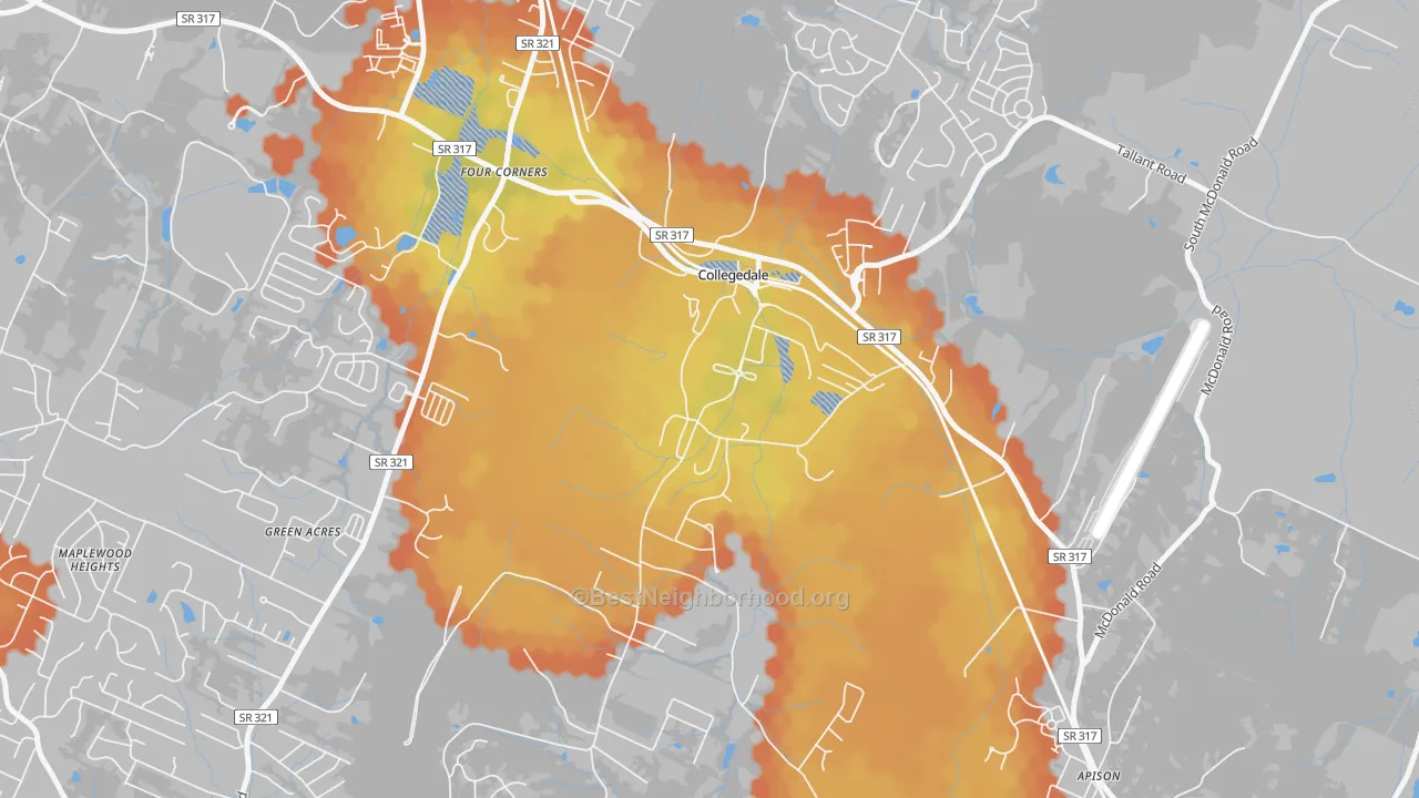 Bike Grade map of 37315, TN