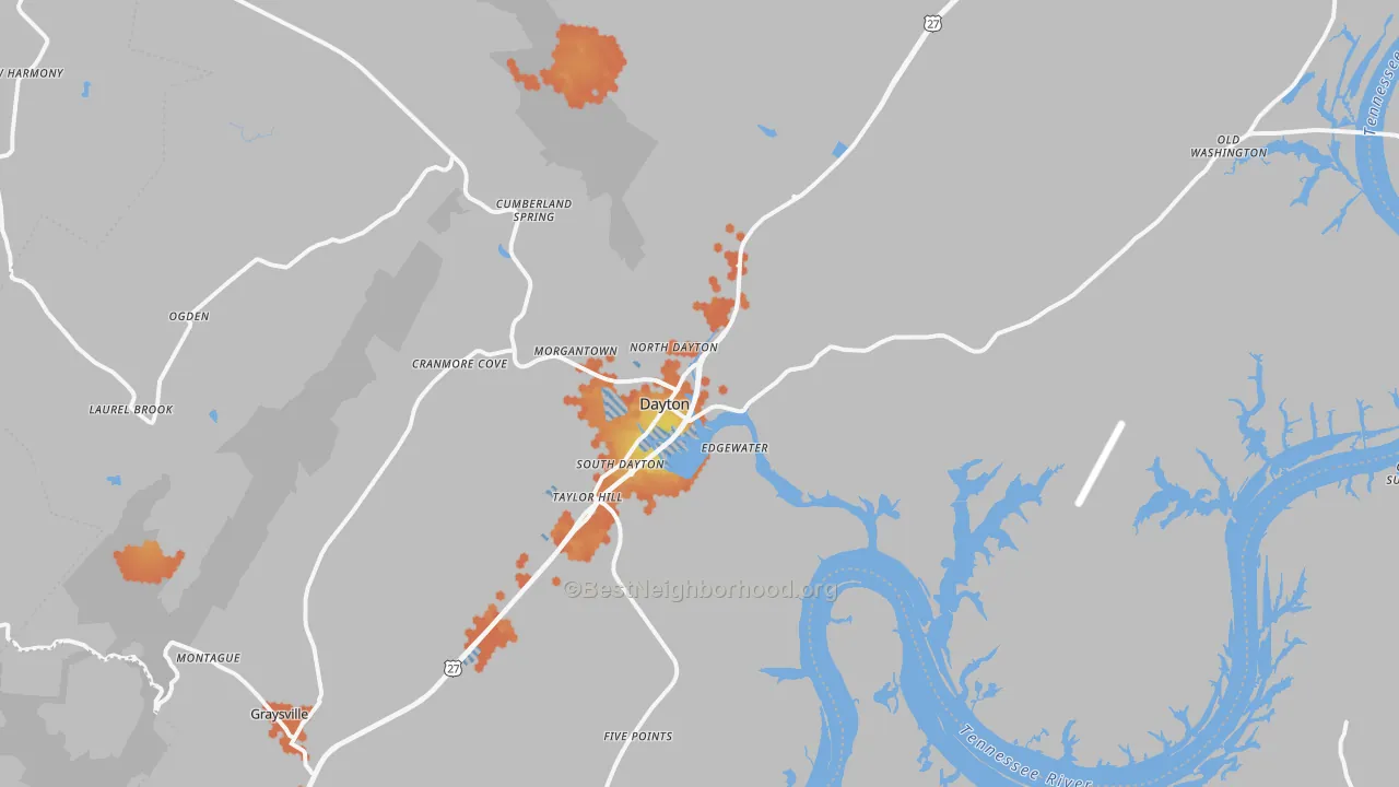 Bike Grade map of 37321, TN