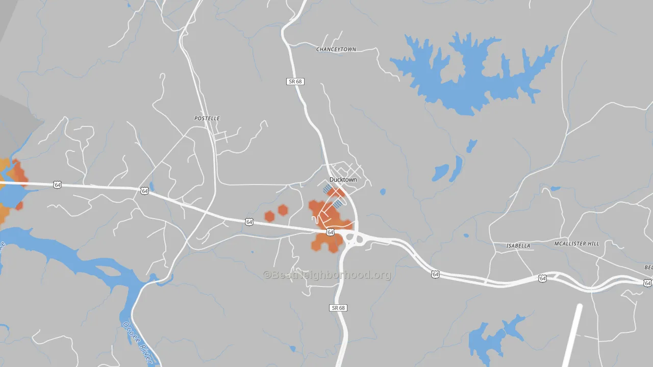 Bike Grade map of 37326, TN