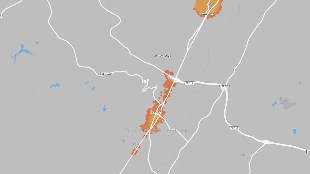 Bike Grade map of 37327, TN