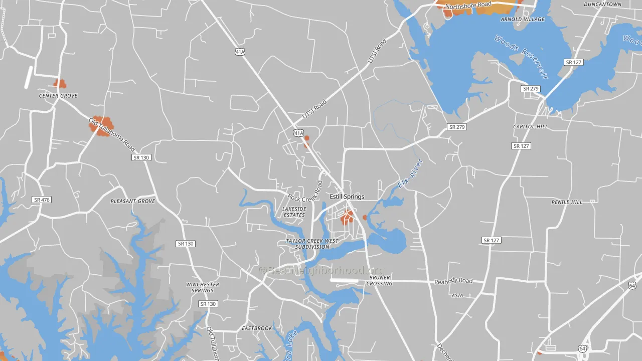 Bike Grade map of 37330, TN
