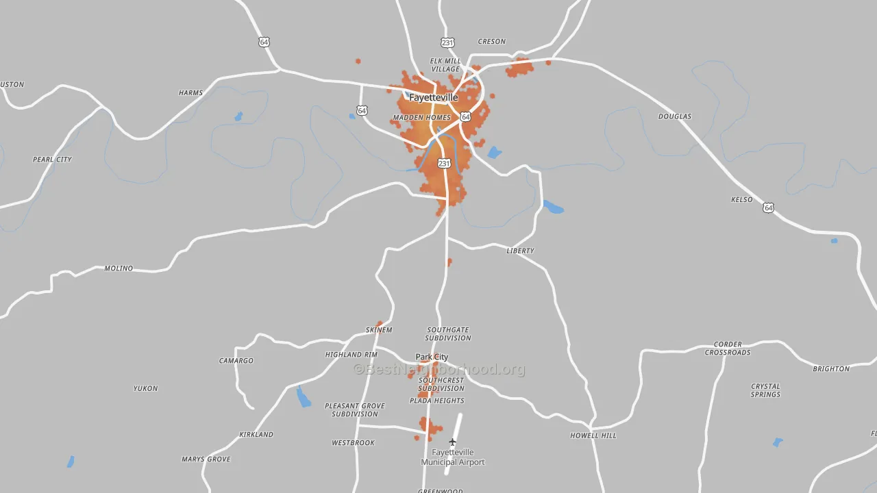 Bike Grade map of 37334, TN