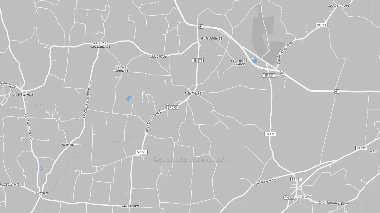 Bike Grade map of 37335, TN