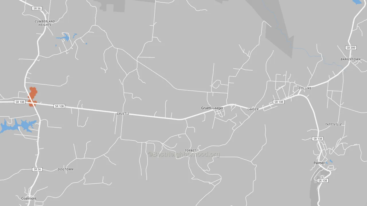 Bike Grade map of 37339, TN