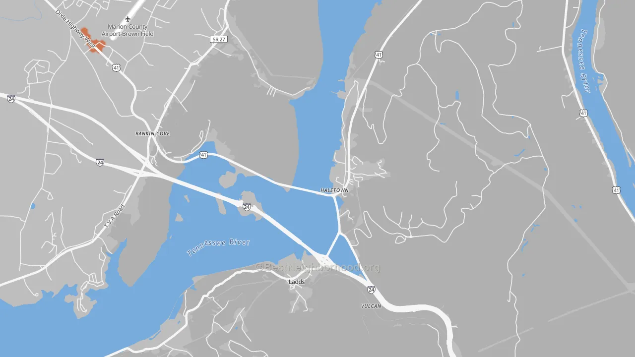 Bike Grade map of 37340, TN