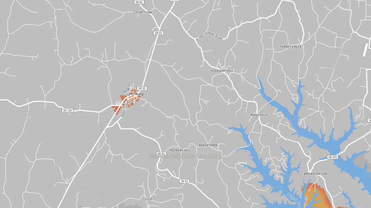 Bike Grade map of 37352, TN