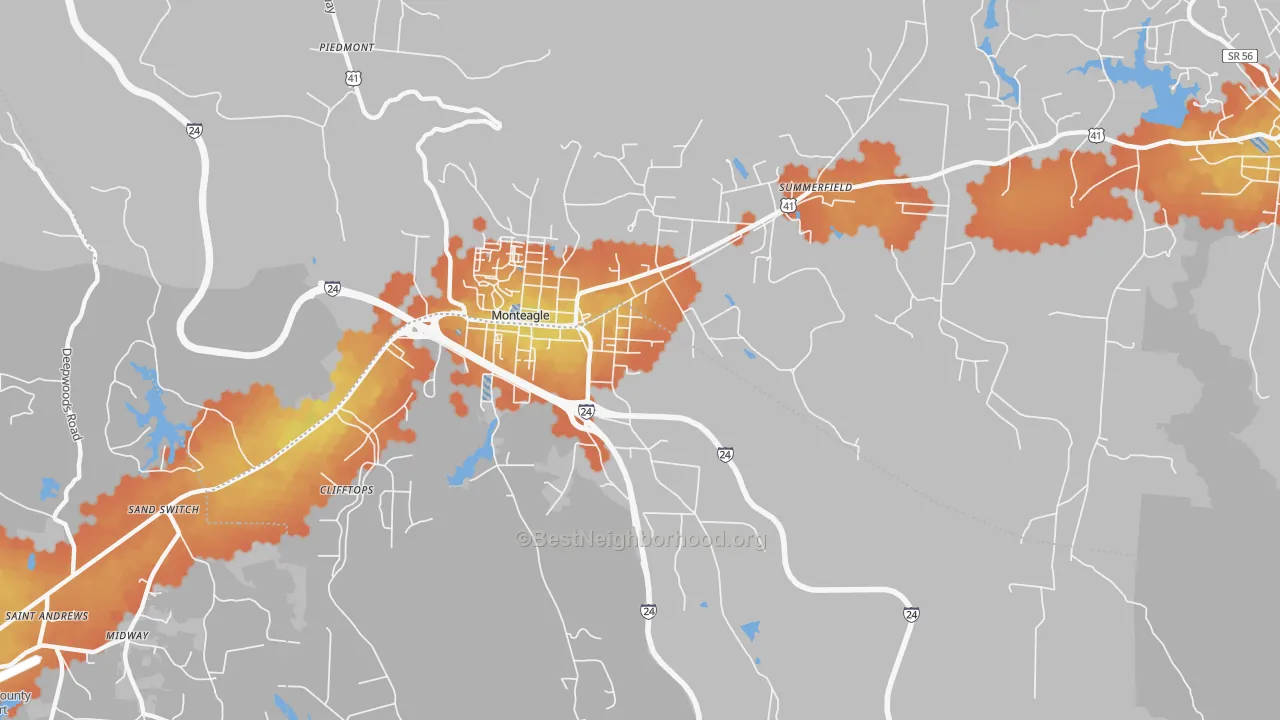 Bike Grade map of 37356, TN