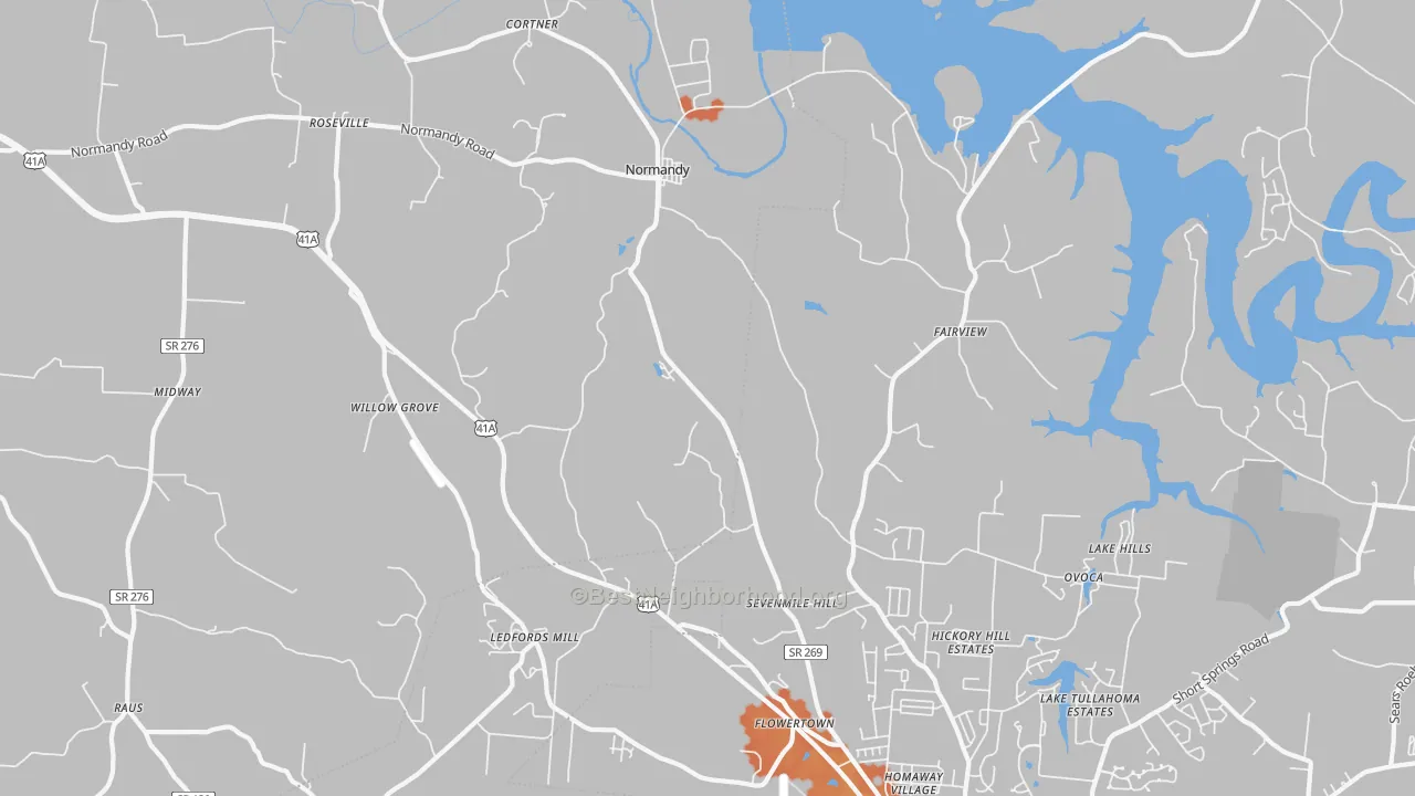 Bike Grade map of 37360, TN
