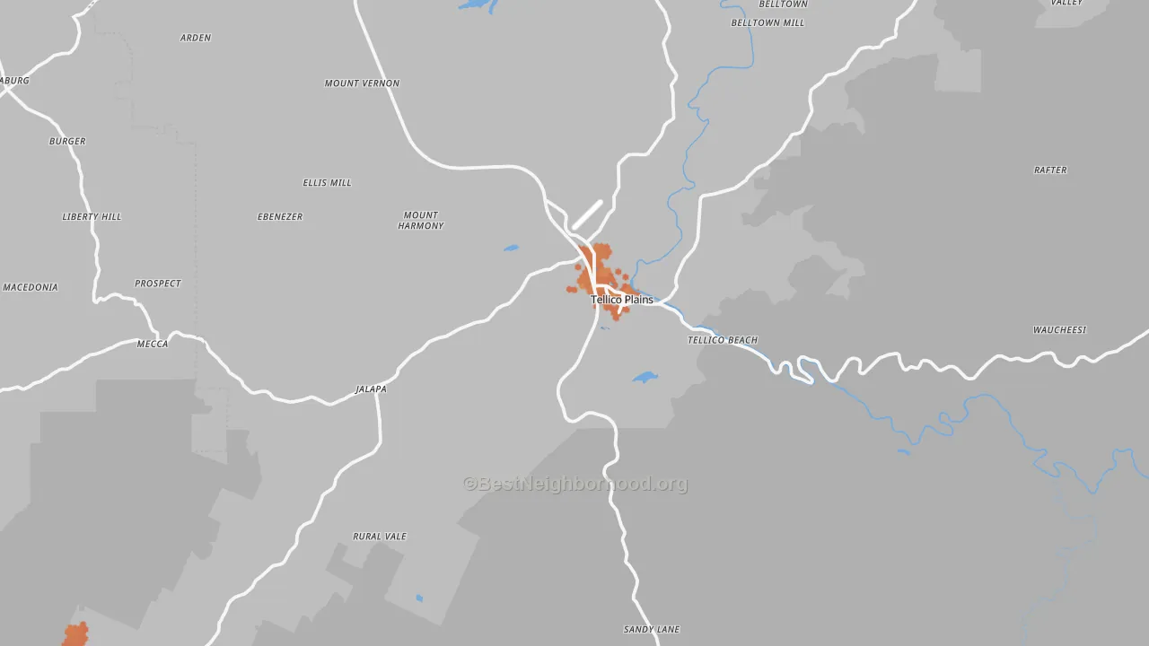 Bike Grade map of 37385, TN
