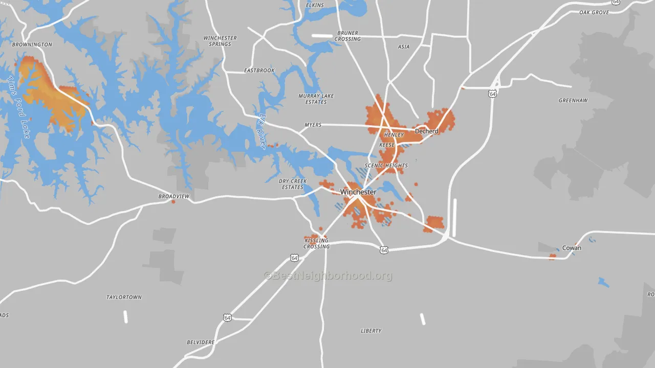 Bike Grade map of 37398, TN